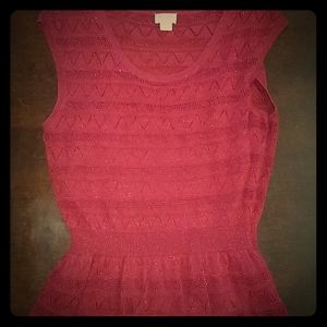 UNIQUE style Dark Red Sparkle Pointelle Sweater dress